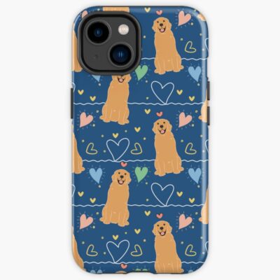 Love Golden Retriever Blue Iphone Case