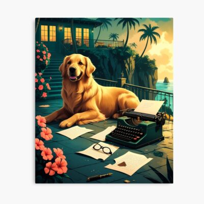 Golden Retriever Typewriter Artwork Poster