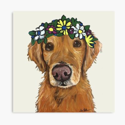 Cute Golden Retriever Flower Crown Art Poster