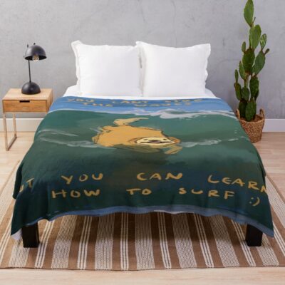 You Can Learn How To Surf Quote Throw Blanket