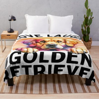 Love Laugh Golden Retriever Design Throw Blanket