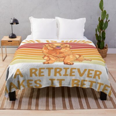 Life Is Better With Golden Retriever Quote Throw Blanket