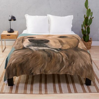 Golden Retriever Portrait Art Design Throw Blanket