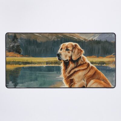 Golden Retriever Mountain Watercolor Mouse Pad