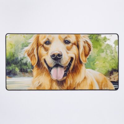 Watercolor Golden Retriever Portrait Mouse Pad