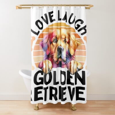 Love Laugh Golden Retriever Design Shower Curtain