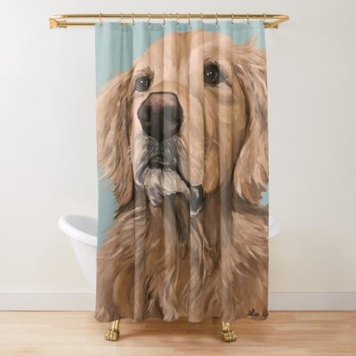 Golden Retriever Portrait Art Design Shower Curtain