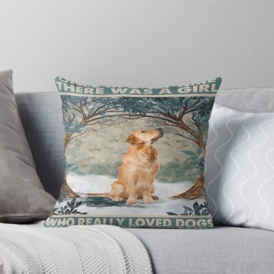 Girl Who Really Loved Golden Retriever Throw Pillow