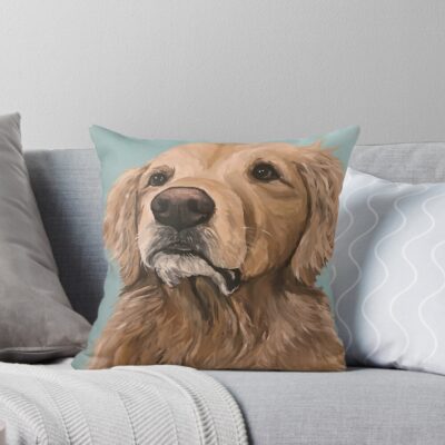 Golden Retriever Portrait Art Design Throw Pillow