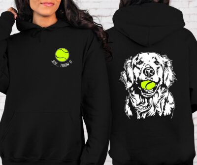 Golden Retriever Playing Tennis Hoodie