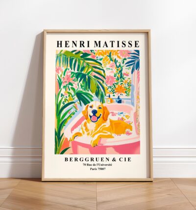 Golden Retriever in Bath Matisse Wall Art