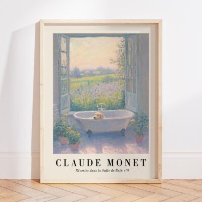 Golden Retriever Bathroom Monet Pastel Wall Art