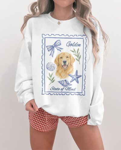 Golden Retriever Preppy Vintage Coastal Sweatshirt