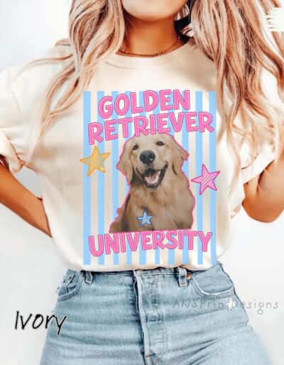 Golden Retriever Cute Retro Custom T-shirt