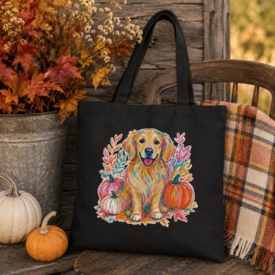 Golden Retriever Fall Dog Lover Tote Bag