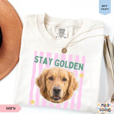 Stay Golden Retriever Face Custom T-shirt
